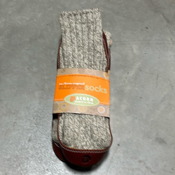 Acorn Slippers Grey Ragg Wool Men's Casual Slipper Socks Red / Size M (10.5-11.5 - Picture 1 of 5